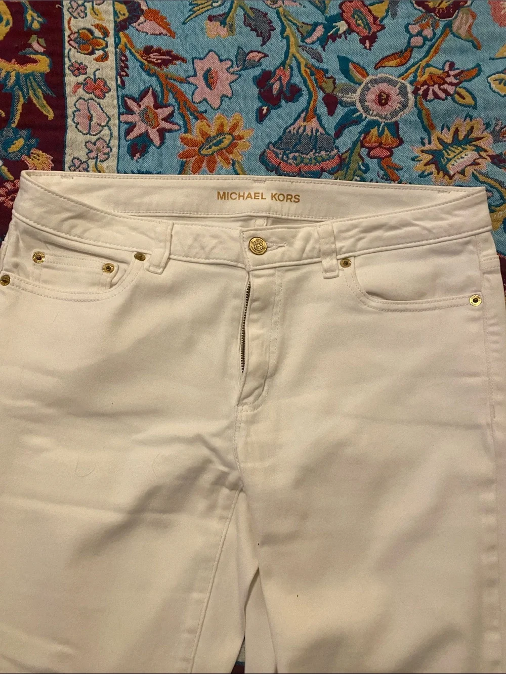 Michael Kors Cream Straight-Leg Jeans